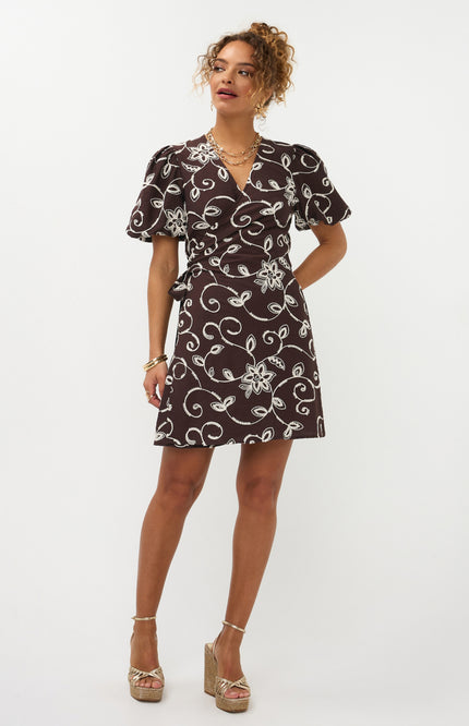 Ydence Jurk Saphira Dark Brown Stretchshop.nl