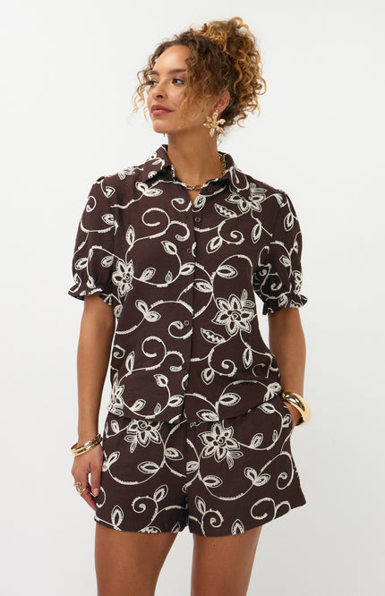 Ydence Short Zoey Dark Brown Stretchshop.nl