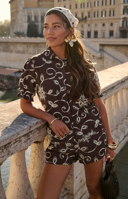 Ydence Short Zoey Dark Brown Stretchshop.nl