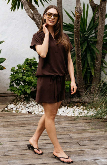 &Co woman Top Nola Chocolate BL442 Stretchshop.nl