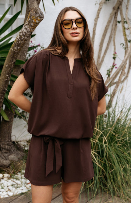 &Co woman Top Nola Chocolate BL442 Stretchshop.nl