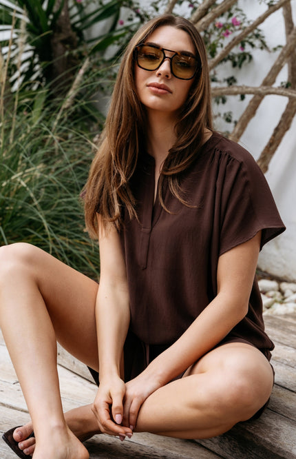 &Co woman Short Liara Chocolate PA461 Stretchshop.nl