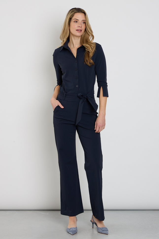 Mi Piace Travel Jumpsuit Flared Navy 202154 Stretchshop.nl