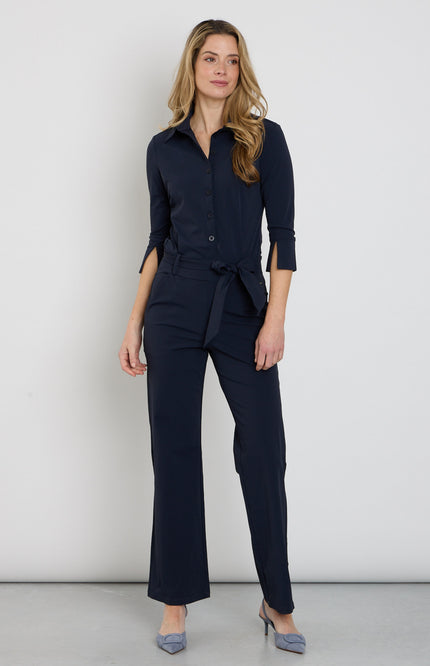 Mi Piace Travel Jumpsuit Flared Navy 202154 Stretchshop.nl