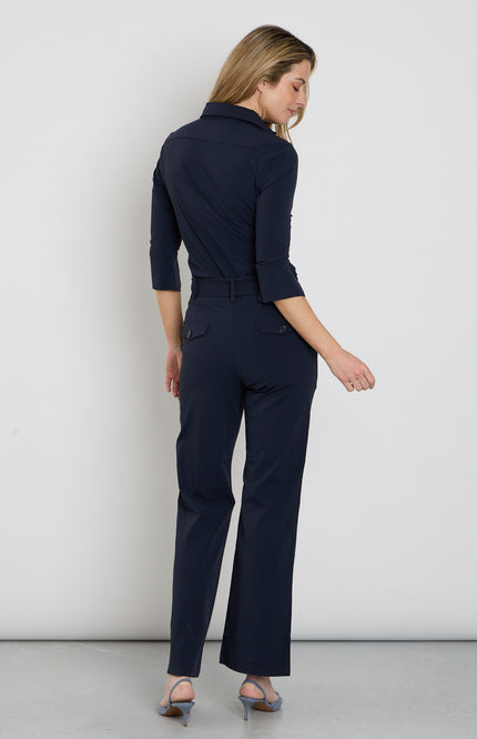 Mi Piace Travel Jumpsuit Flared Navy 202154 Stretchshop.nl