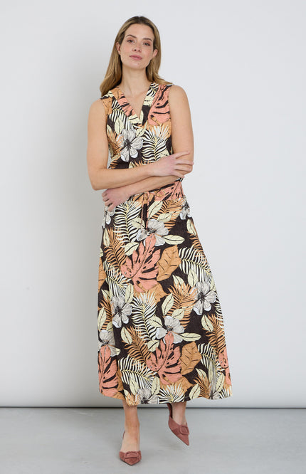 Mi Piace Travel Rok Botanical Print Espresso 202123 Stretchshop.nl
