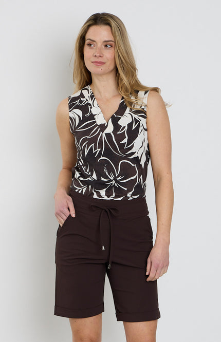 Mi Piace Travel Top Tropical Hibiscus Print Espresso 202425 Stretchshop.nl