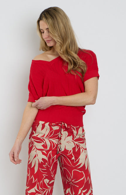 Mi Piace Travel Top Ajour Red MP202848 Stretchshop.nl