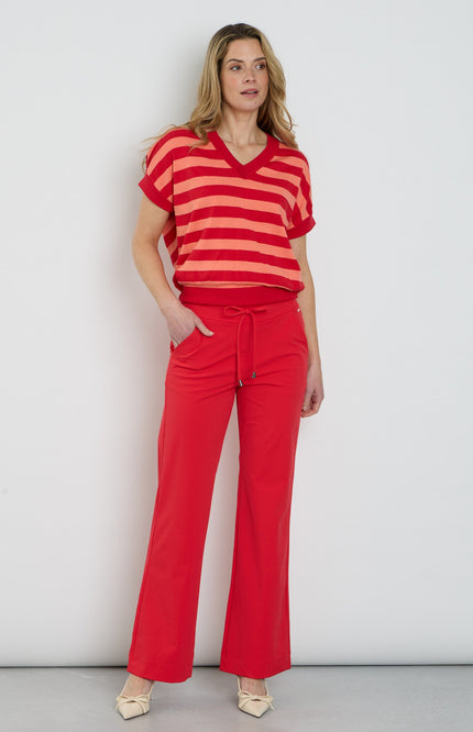 Mi Piace Travel Broek Flared Red 202089 Stretchshop.nl