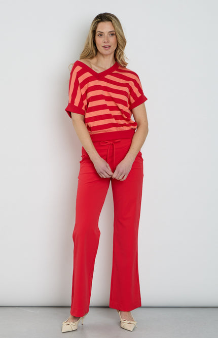 Mi Piace Travel Broek Flared Red 202089 Stretchshop.nl