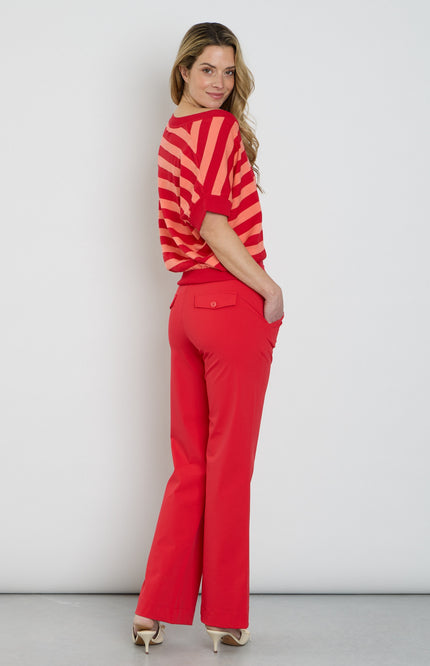 Mi Piace Travel Broek Flared Red 202089 Stretchshop.nl