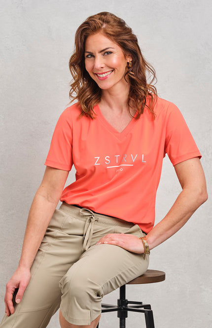 Zoso Travel T-Shirt Nancy Coral 262 Stretchshop.nl