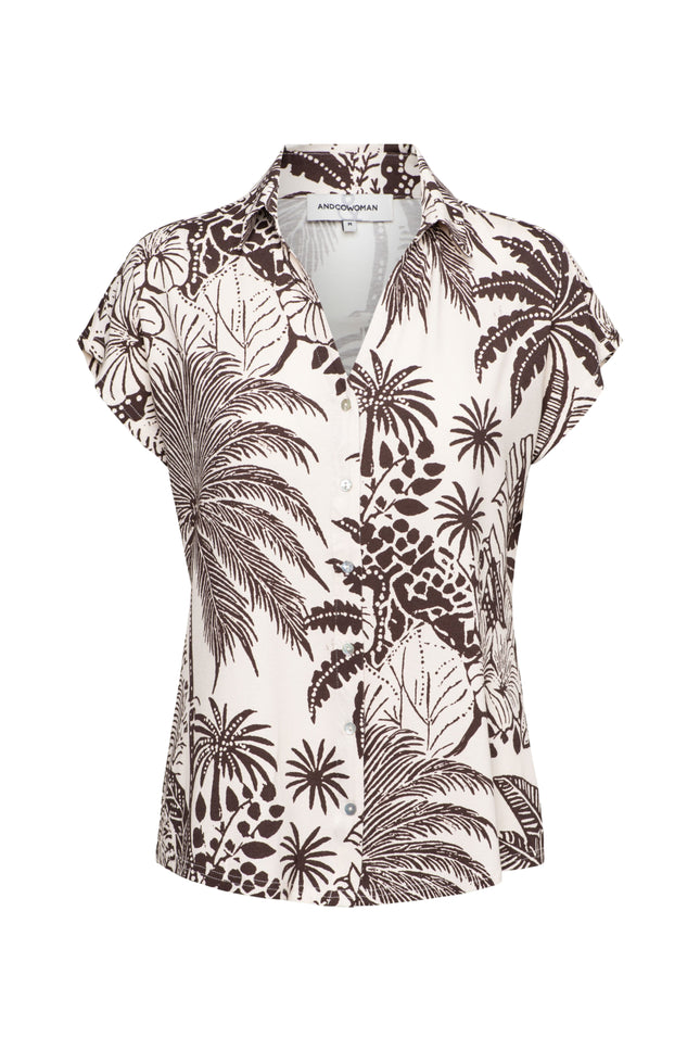&Co woman Blouse Valetta Choco Duo Chocolate Multi BL454 Stretchshop.nl