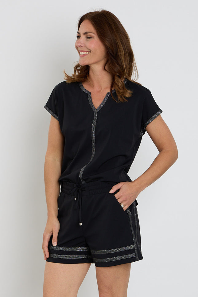 Zoso Travel Blouse Annika Black 263 Stretchshop.nl