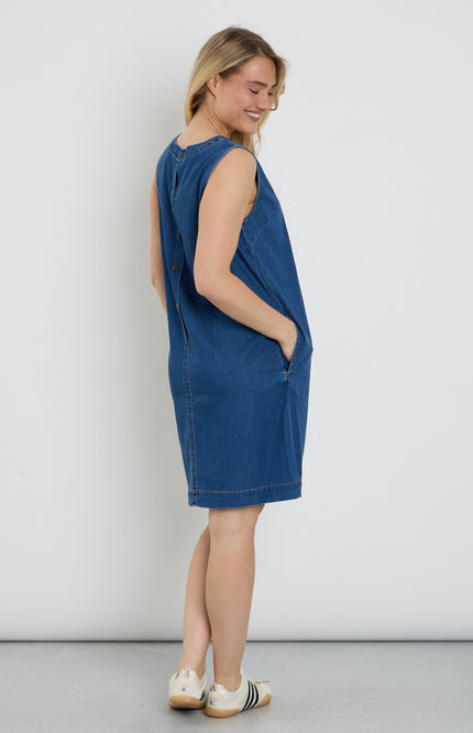 Freequent Jurk Fqsolda Medium Blue Denim 208365 Stretchshop.nl