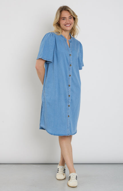 Freequent Jurk Fqsolda Light Blue Denim 208366 Stretchshop.nl