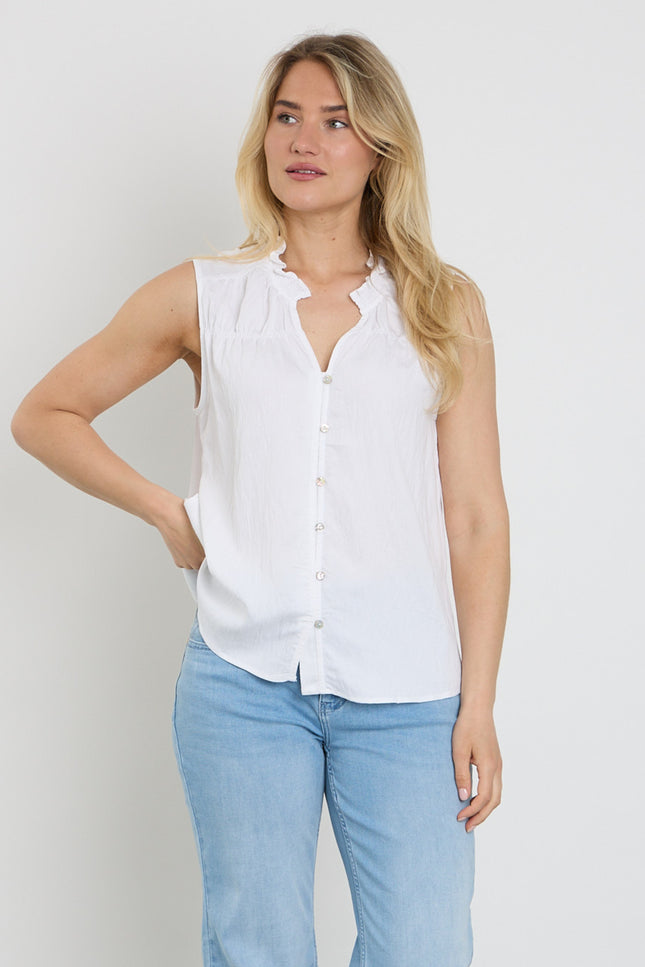 Freequent Blouse Fqesally Brilliant White 204376 Stretchshop.nl