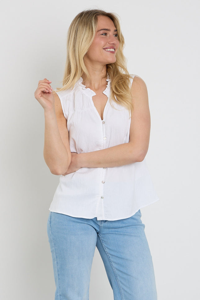 Freequent Blouse Fqesally Brilliant White 204376 Stretchshop.nl