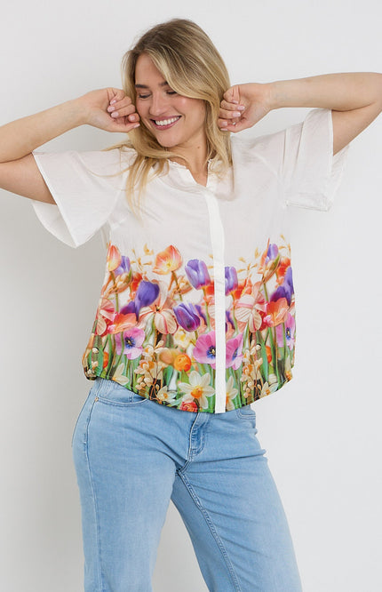Freequent Blouse Fqmaise Brilliant White Ballerina 208280 Stretchshop.nl