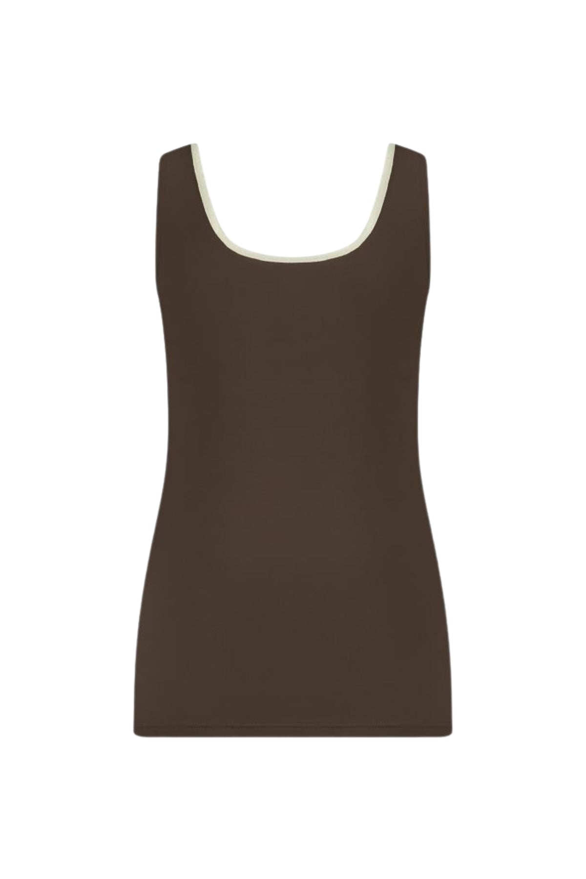 Donkerbruin singlet van Nukus met goudkleurige details, ontworpen voor een stijlvolle en comfortabele uitstraling.