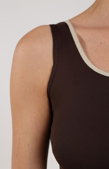 Nukus Singlet Juba Dark Chocolate Gold NKS06001 Stretchshop.nl