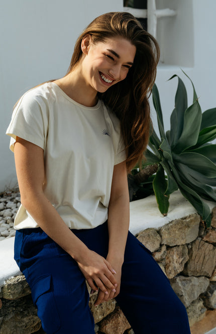 &Co woman Top Tosca Vanilla Ink Blue TS150 Stretchshop.nl