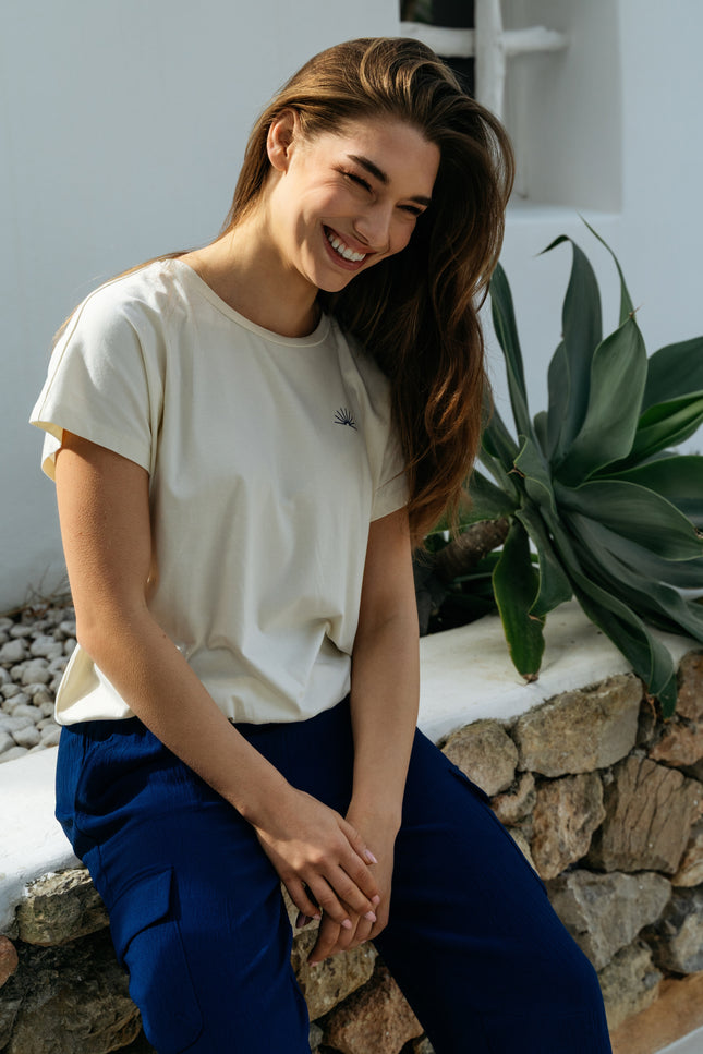&Co woman Top Tosca Vanilla Ink Blue TS150 Stretchshop.nl