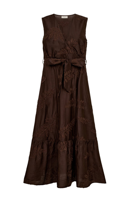 Freequent Jurk Fqvaca Embroidery Coffee Bean 208317 Stretchshop.nl