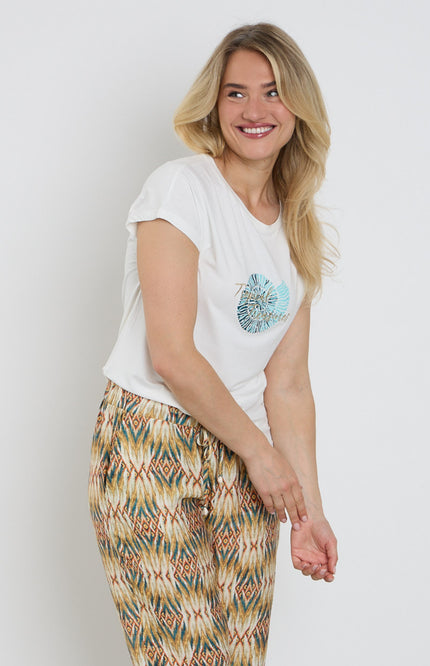 Elvira Casuals T-shirt Treasures Ecru Stretchshop.nl