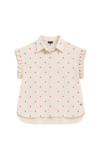 Elvira Casuals Blouse Emma Pink Dots Stretchshop.nl