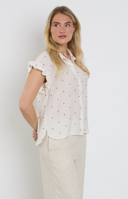 Elvira Casuals Blouse Emma Pink Dots Stretchshop.nl