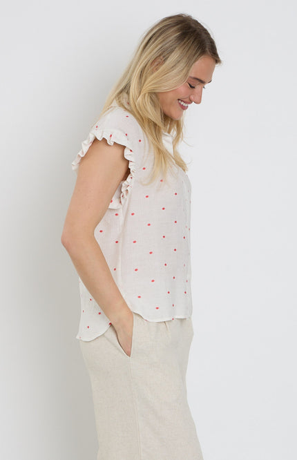 Elvira Casuals Blouse Emma Pink Dots Stretchshop.nl