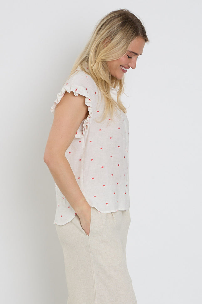 Elvira Casuals Blouse Emma Pink Dots Stretchshop.nl