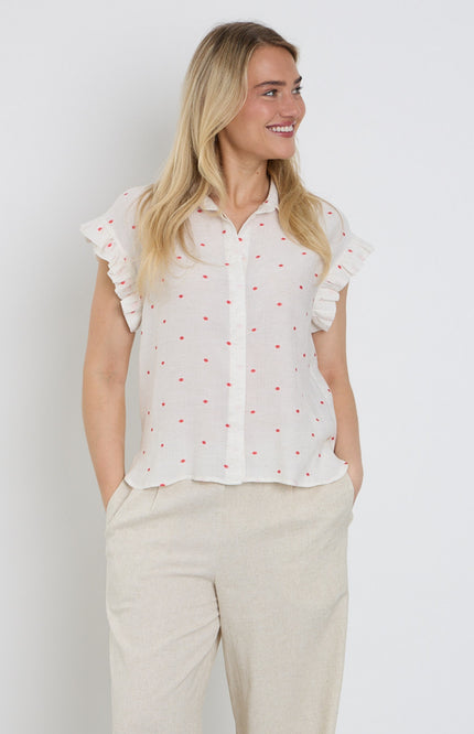 Elvira Casuals Blouse Emma Pink Dots Stretchshop.nl