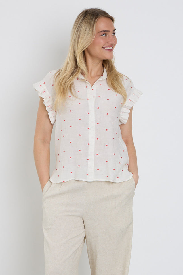 Elvira Casuals Blouse Emma Pink Dots Stretchshop.nl