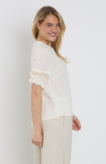 Elvira Casuals Blouse Meave Offwhite Stretchshop.nl