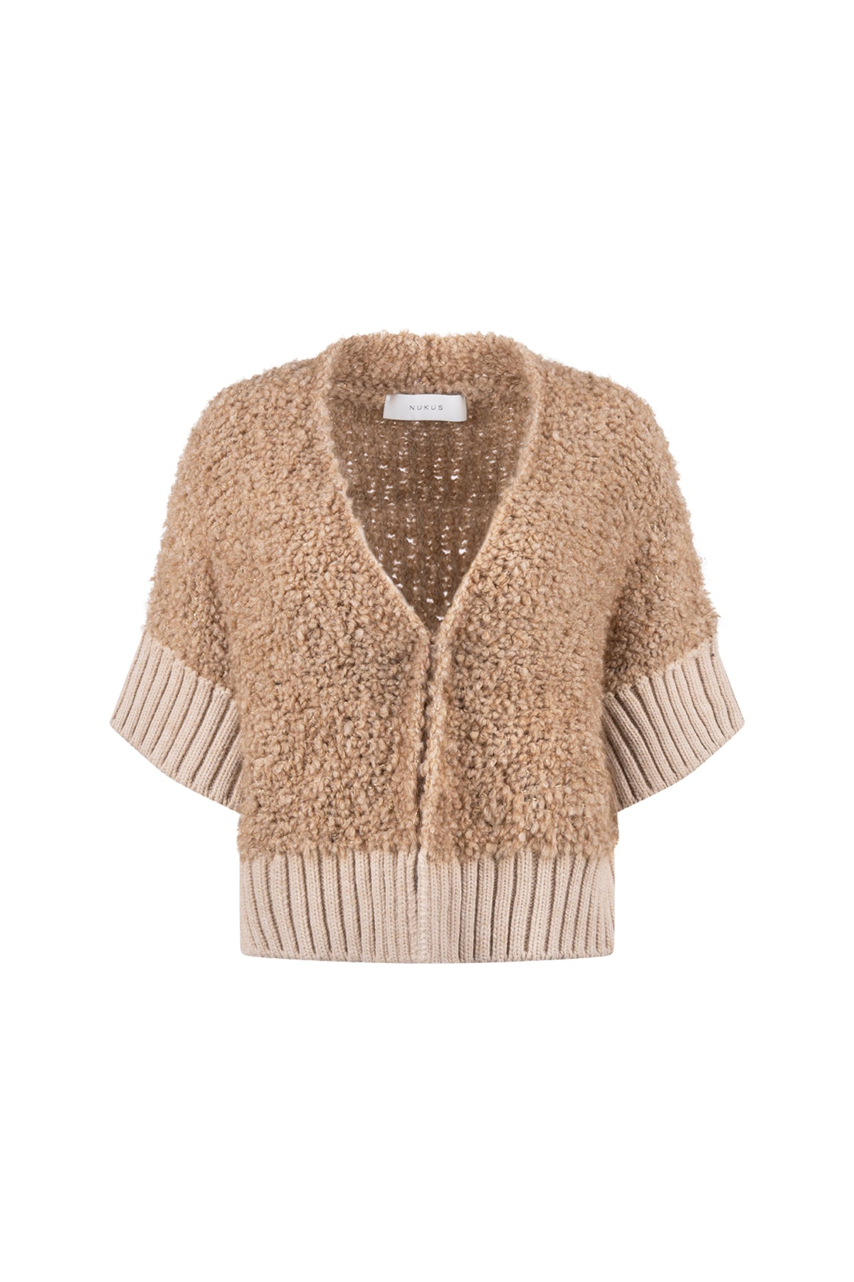 Nukus vest Bell Toffee NKF05032 in toffee kleur, met ronde hals en comfortabele pasvorm, voor dames.