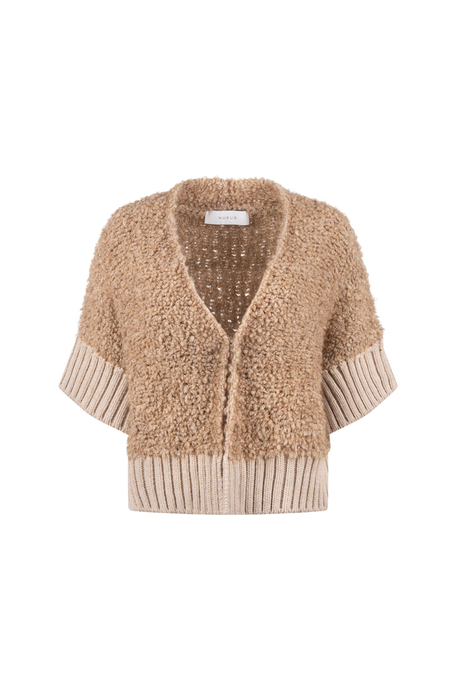 Nukus vest Bell Toffee NKF05032 in toffee kleur, met ronde hals en comfortabele pasvorm, voor dames.