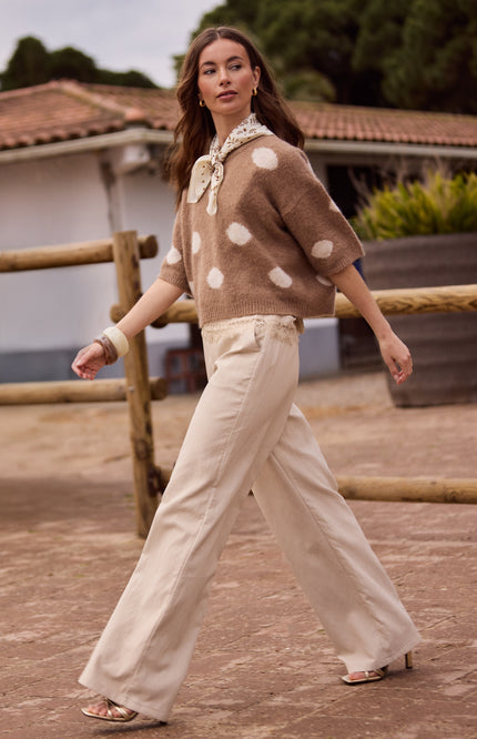 Trui Lara Dots Taupe NKF03080