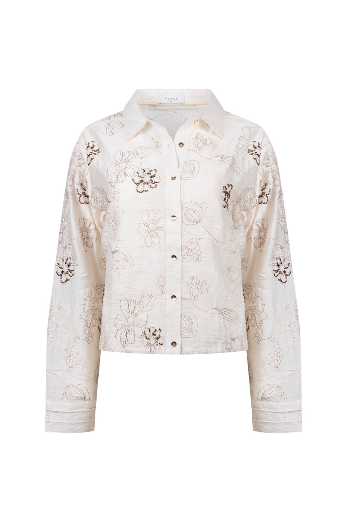 Offwhite blouse Aaliya met borduursel van Nukus, elegante damesblouse met gedetailleerde afwerking en moderne stijl.