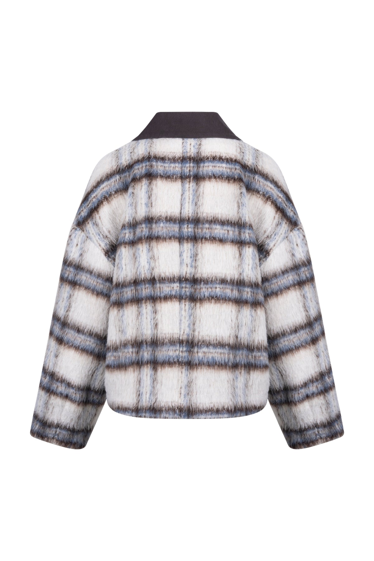 Lichte offwhite chocolade Nukus Debora jas met rits en capuchon, perfect voor herfst en winter, zichtbaar op de afbeelding.