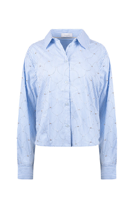 Blouse Nowi Stripe Stones Offwhite Sky NKF02144