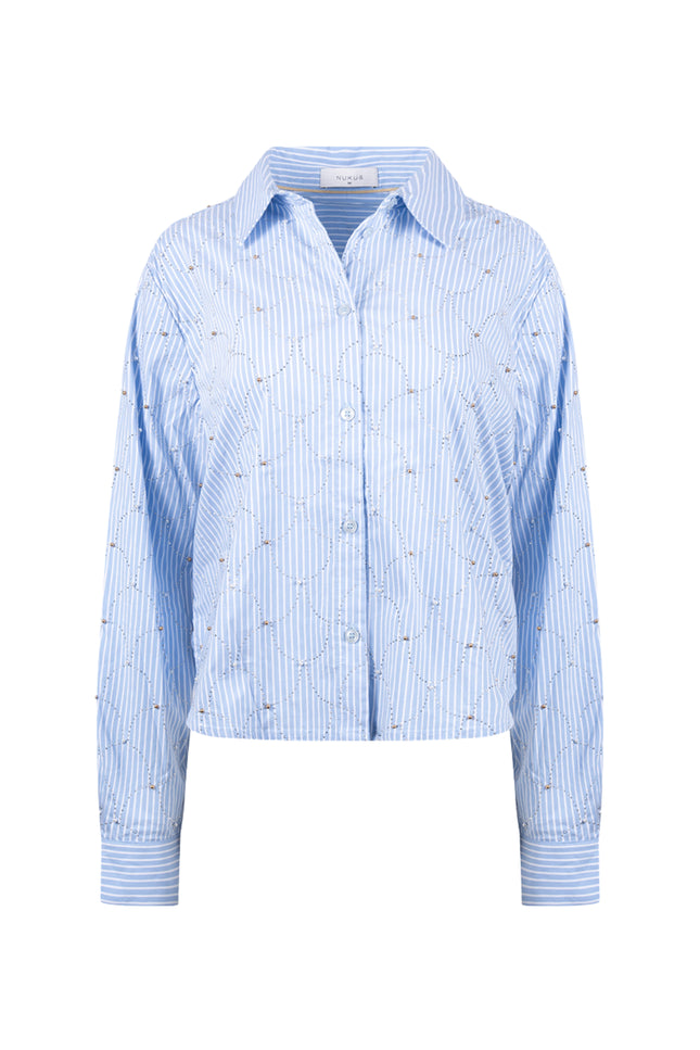 Blouse Nowi Stripe Stones Offwhite Sky NKF02144