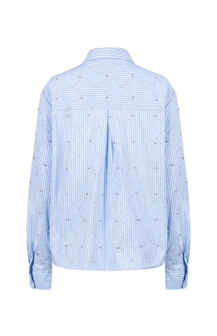 Blouse Nowi Stripe Stones Offwhite Sky NKF02144