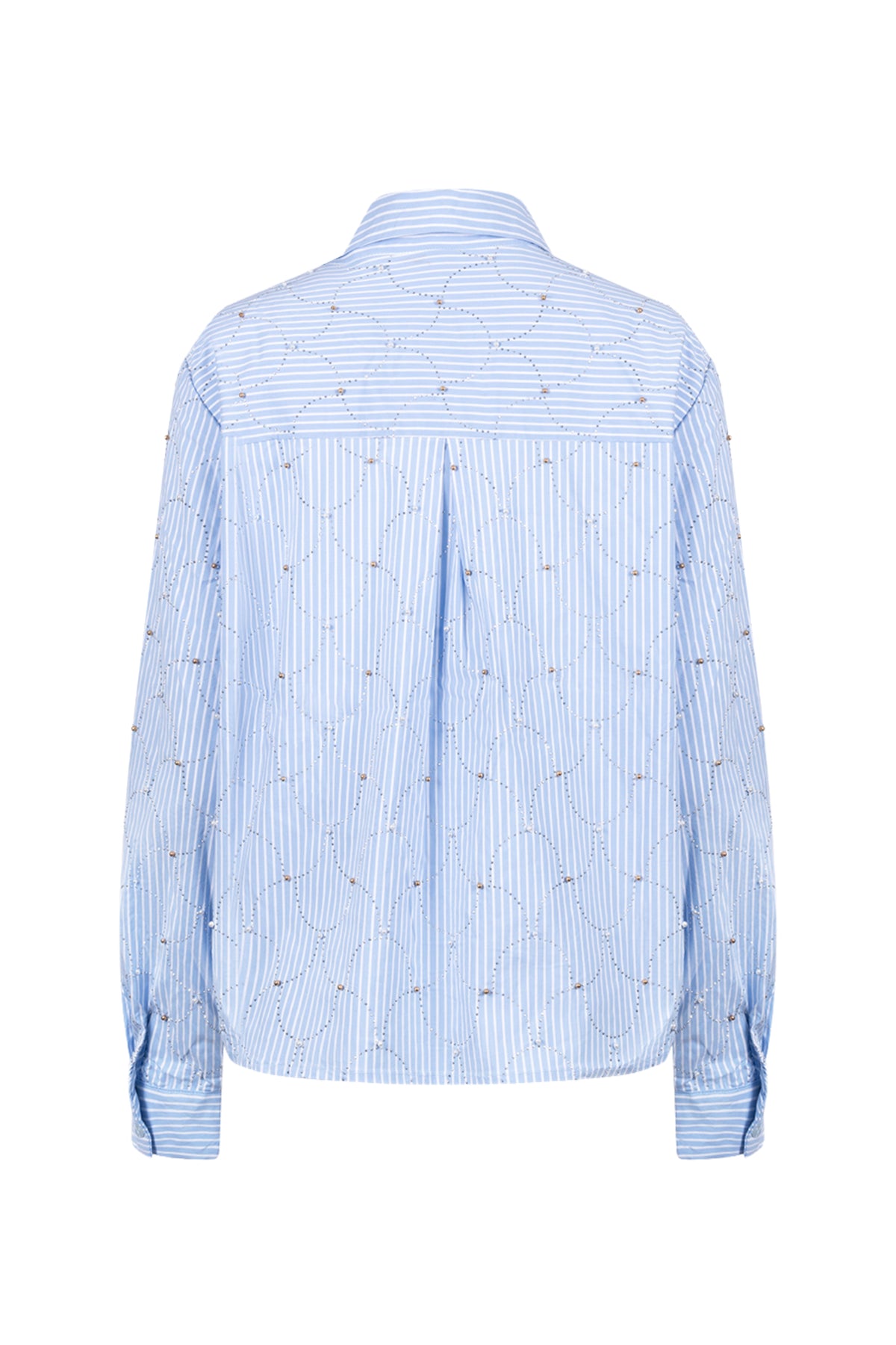 Offwhite Nukus blouse Nowi Stripe Stones met verticale strepen en decoratieve stenen, elegante en modieuze damesblouse.