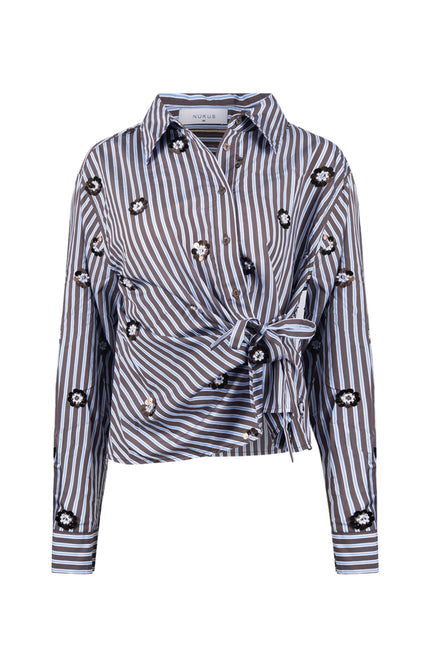 Blouse Amy Stripe Chocolate Sky NKF02139