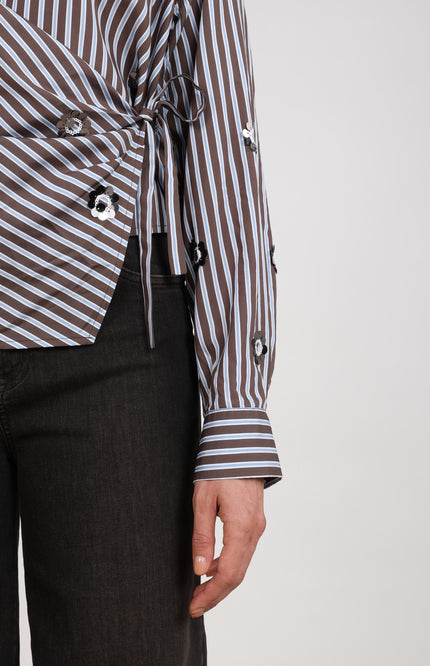 Blouse Amy Stripe Chocolate Sky NKF02139