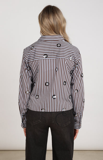 Blouse Amy Stripe Chocolate Sky NKF02139
