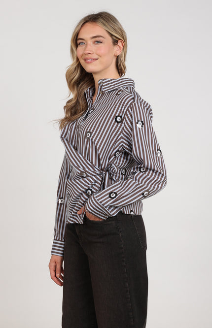 Blouse Amy Stripe Chocolate Sky NKF02139