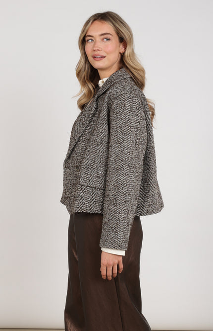 Jacket Daphne Herringbone Chocolate Sand NKF13096